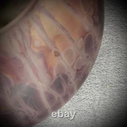 Vase en verre Aronof Israel fait main, art studio en verre rose et violet