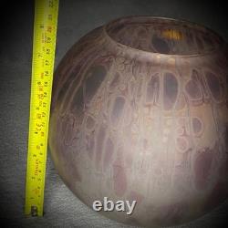 Vase en verre Aronof Israel fait main, art studio en verre rose et violet