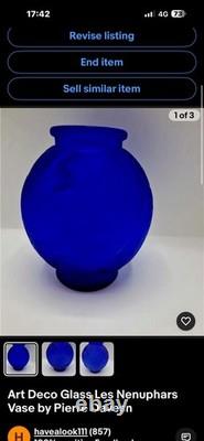 Vase en verre Art Déco Les Nénuphars par Pierre Davesn