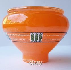 Vase en verre Art déco, peinture émaillée, Bohême, vers 1920 K636