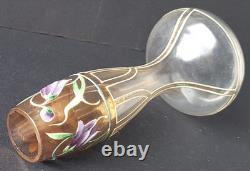 Vase en verre Art nouveau, peinture à l'émail, vers 1910 O384