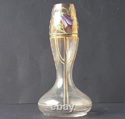 Vase en verre Art nouveau, peinture à l'émail, vers 1910 O384
