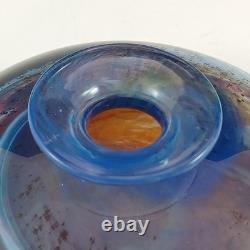 Vase en verre Aurene Squat de Michael Harris, studio de l'île de Wight MARKED