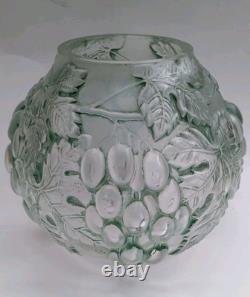 Vase en verre Barolac Art Déco Josef Inwald Raisin & Vigne Patine verte vers les années 1930