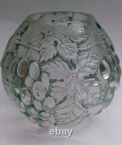 Vase en verre Barolac Art Déco Josef Inwald Raisin & Vigne Patine verte vers les années 1930