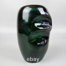 Vase en verre Beranek de Skrdlovice. Art studio bohémien tchèque. Vintage. Vert. 6,25