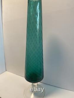 Vase en verre Cristalleria Artistica Toscana Empoli de 50 cm en teal des années 1960