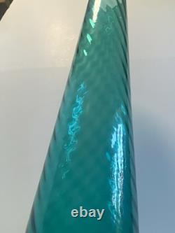 Vase en verre Cristalleria Artistica Toscana Empoli de 50 cm en teal des années 1960