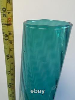 Vase en verre Cristalleria Artistica Toscana Empoli de 50 cm en teal des années 1960