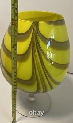Vase en verre Empoli rayé jaune et gris par Vetreria Artigiana Sanminiatello