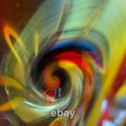 Vase en verre Hineri japonais Iwatsu des années 1960, style Murano du milieu du siècle