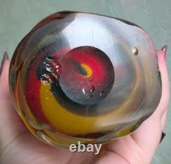 Vase en verre Hineri japonais Iwatsu des années 1960, style Murano du milieu du siècle