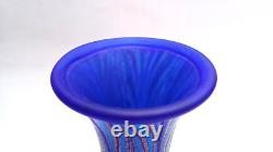 Vase en verre Iwata Kuri Master Hisatoshi Iwata japonais bleu et or