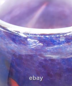 Vase en verre Monart Art Déco forme XD rose et violet 23 cm de haut