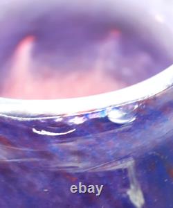 Vase en verre Monart Art Déco forme XD rose et violet 23 cm de haut