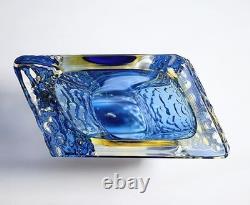 Vase en verre Murano Sommerso Alessandro Mandruzzato bleu et jaune Italie années 1970