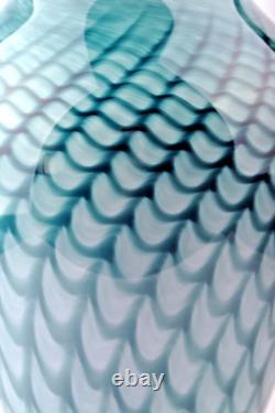 Vase en verre SIGWARTH Art GLASS Studio en forme de plume teal grand soufflé à la main neuf
