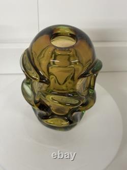 Vase en verre Skrdlovice magnifique et grand, classique du milieu du siècle