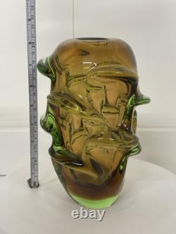 Vase en verre Skrdlovice magnifique et grand, classique du milieu du siècle