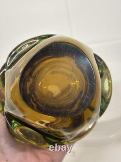 Vase en verre Skrdlovice magnifique et grand, classique du milieu du siècle