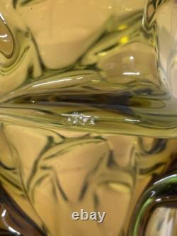 Vase en verre Skrdlovice magnifique et grand, classique du milieu du siècle