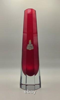 Vase en verre Sommerso rouge Flavio Poli Murano década de 1950 Seguso Vetri d'Arte
