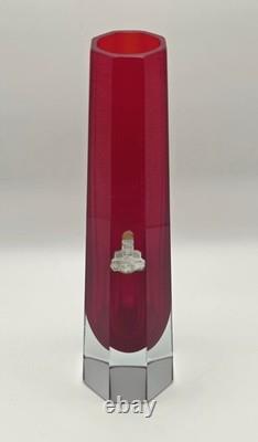 Vase en verre Sommerso rouge Flavio Poli Murano década de 1950 Seguso Vetri d'Arte