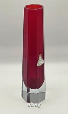Vase en verre Sommerso rouge Flavio Poli Murano década de 1950 Seguso Vetri d'Arte