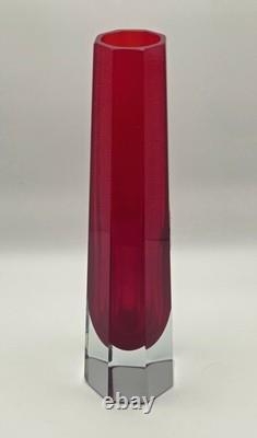 Vase en verre Sommerso rouge Flavio Poli Murano década de 1950 Seguso Vetri d'Arte