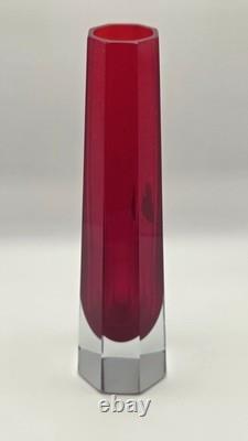 Vase en verre Sommerso rouge Flavio Poli Murano década de 1950 Seguso Vetri d'Arte