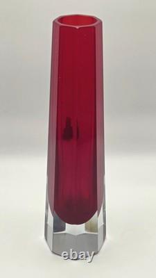 Vase en verre Sommerso rouge Flavio Poli Murano década de 1950 Seguso Vetri d'Arte