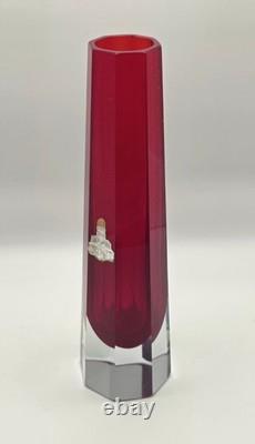 Vase en verre Sommerso rouge Flavio Poli Murano década de 1950 Seguso Vetri d'Arte