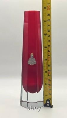 Vase en verre Sommerso rouge Flavio Poli Murano década de 1950 Seguso Vetri d'Arte