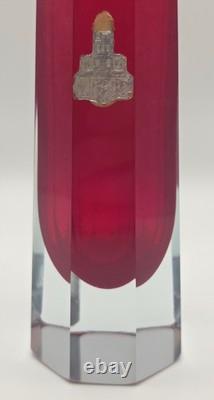 Vase en verre Sommerso rouge Flavio Poli Murano década de 1950 Seguso Vetri d'Arte