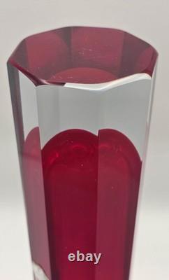 Vase en verre Sommerso rouge Flavio Poli Murano década de 1950 Seguso Vetri d'Arte