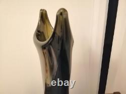 Vase en verre Sommerso tri-couleur Murano années 1970 pièce d'art 26 cm Flavio