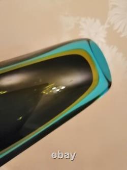 Vase en verre Sommerso tri-couleur Murano années 1970 pièce d'art 26 cm Flavio