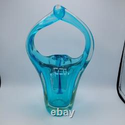 Vase en verre Sommerso turquoise et aqua, probablement Murano Seguso Vetri d'Arte des années 1960