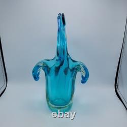 Vase en verre Sommerso turquoise et aqua, probablement Murano Seguso Vetri d'Arte des années 1960