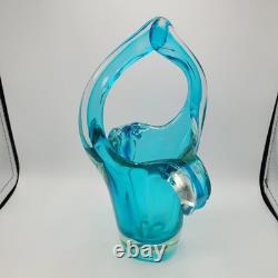 Vase en verre Sommerso turquoise et aqua, probablement Murano Seguso Vetri d'Arte des années 1960