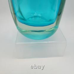 Vase en verre Sommerso turquoise et aqua, probablement Murano Seguso Vetri d'Arte des années 1960
