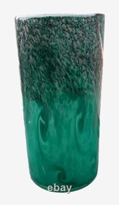 Vase en verre Strathearn vintage des années 1960 avec inclusions de cuivre et marque de saumon sautant sur pontil