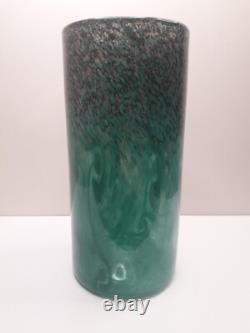 Vase en verre Strathearn vintage des années 1960 avec inclusions de cuivre et marque de saumon sautant sur pontil