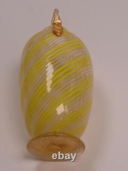 Vase en verre Toso Brothers Murano décor fil jaune-blanc 1960/70 art en verre Italie