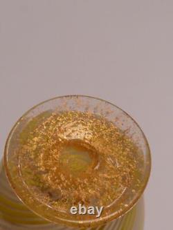 Vase en verre Toso Brothers Murano décor fil jaune-blanc 1960/70 art en verre Italie