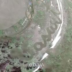 Vase en verre Vasart Art vert tan avec éclats signé Vasart