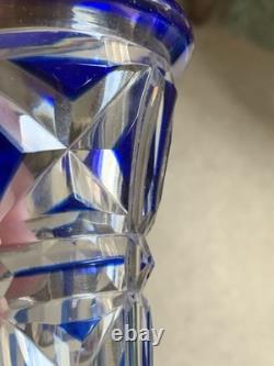Vase en verre à superposition bleue Kenilworth en cristal taillé Walsh Art Déco vers 1930
