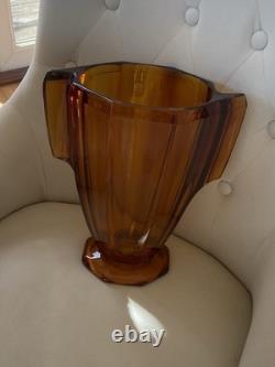 Vase en verre ambre large Art Déco fabuleux