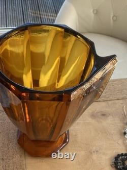 Vase en verre ambre large Art Déco fabuleux