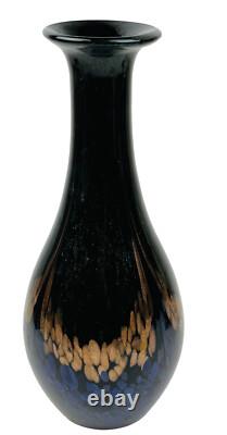 Vase en verre art Favrile Aventurine par Dale Tiffany Mardi Gras 14 pouces parsemé de cuivre